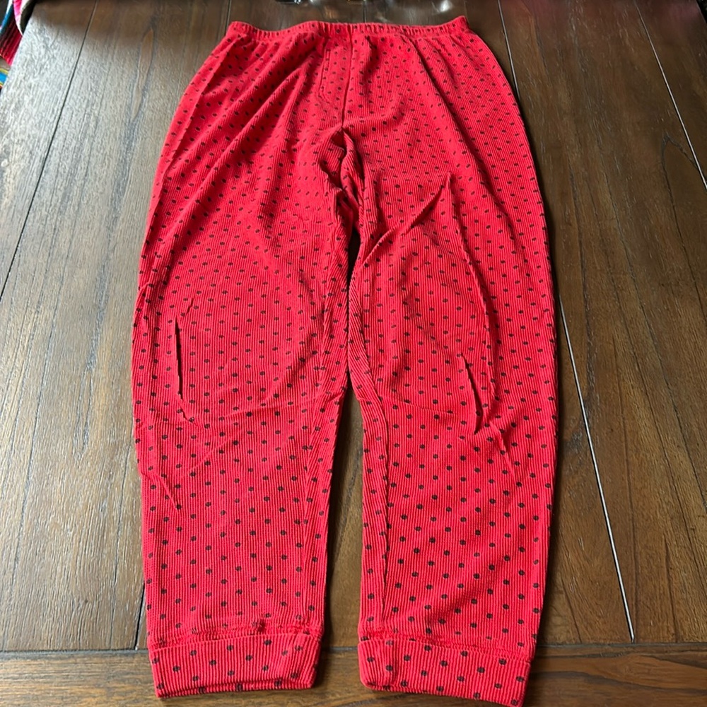 Vintage French Dressing Thermal Polka Dot Long John Pajama Pants